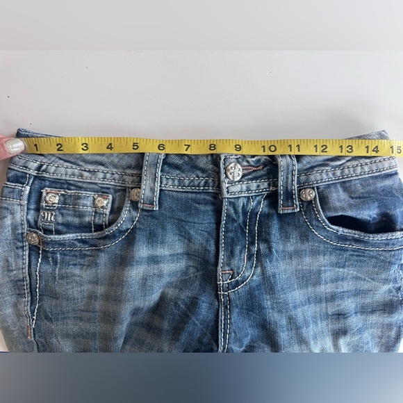 MISS ME MID-RISE CROP DENIM JEANS BLING RHINESTONE WOMENS SIZE 28 - Picture 8 of 11